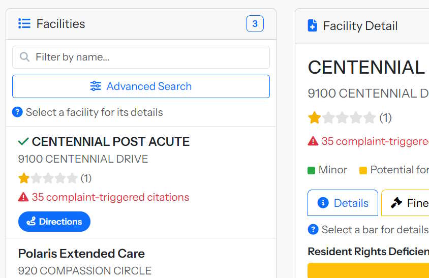 Select a facility